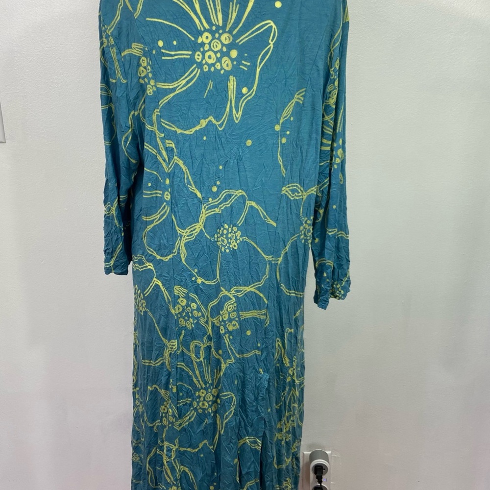 NEW Chalet et Cici Cardigan Tunic Top Floral XL Blue Green Lagenlook Pockets NWT - Picture 3 of 11